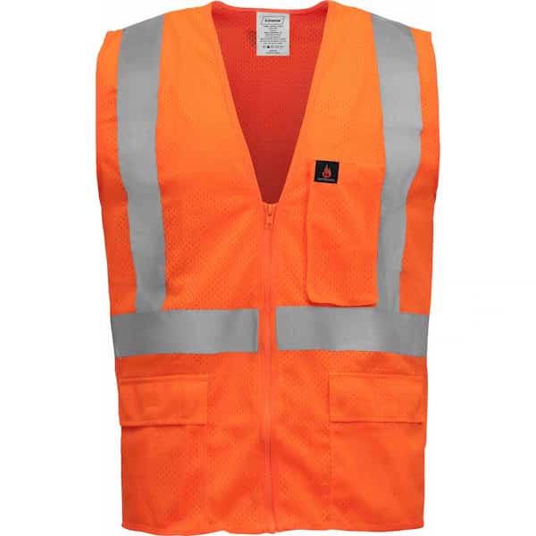 Hi-Vis FR Safety Vest 3XL Class 2 , Zipper 5 Pockets
