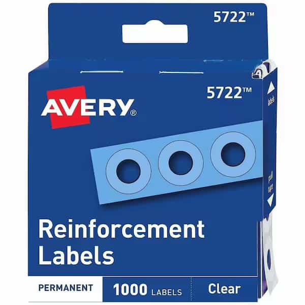 Hole Reinforcements, Clear, PK1000, AVERY, Mfr# 5722