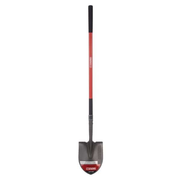 Round Point Digging Shovel, Steel, 58 in L Fiberglass Handle