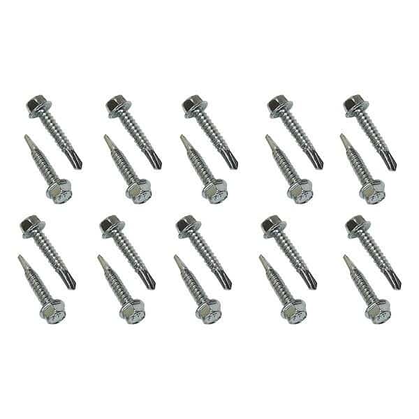Self-Drilling Screw, 1/4" x 1-1/4 in, Zinc Plated Steel Hex Head Hex Drive, 20 PK, Snap-Loc, Mfr#: SLFETM20114