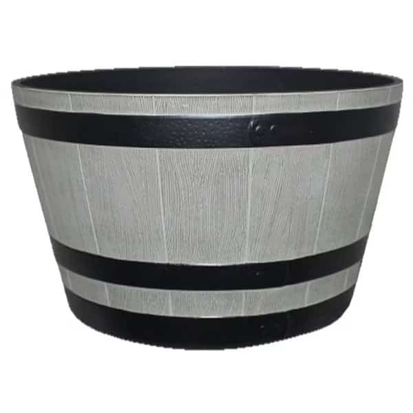 Whiskey Barrel Planter, 1512 in Dia, 154 in W, 154 in D, HDR, BirchwoodGray