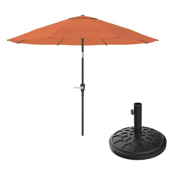 10-Foot Patio Umbrella with Auto-Tilt and Base, Terracotta