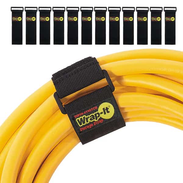 Cinch Strap, No Adhesive, 12 in, 2 in Wd, Black, 12 PK