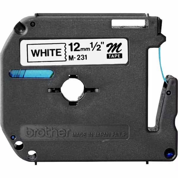 Adhesive Label Tape Cartridge 0.47" x 26-1/5 ft., Black/White