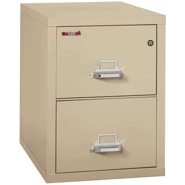 12-3/16" W 2 Drawer Fire-Resistant Vertical File Cabinet, Parchment, Letter