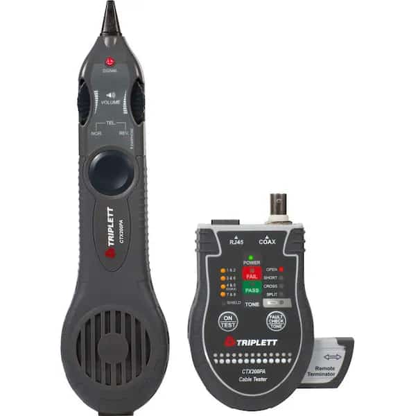 Network Cable Tester, 9"H x 7"W x 1-3/4"D, TRIPLETT, Mfr# CTX200PA