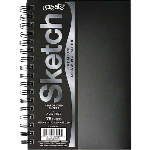 Poly Cover Sketch Book, Heavyweight, 9in x 6in, 75 Sheets, PK3, Ucreate, Mfr#: PCAR37089