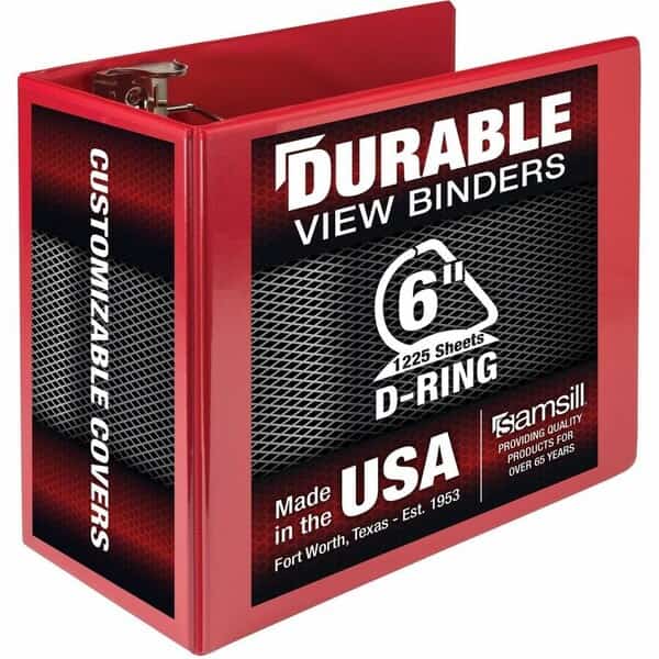 Nonstick 6 Locking DRing View Binder, Red