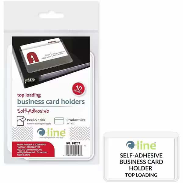 AdhesiveBusinessCardHolders, Topload, PK10, C-LINE, Mfr# 70257