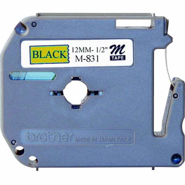 Adhesive Label Tape Cartridge 0.47" x 26-1/5 ft., Black/Gold, BROTHER, Mfr# M831