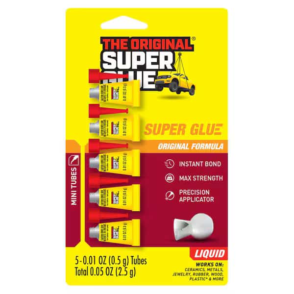 Instant Adhesive, 0.05 fl oz, Tube, Clear, 5 Pack