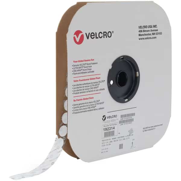 Reclosable,Hook,3/4" dia.,White,PK1028, Mfr#: 192314, VELCRO BRAND