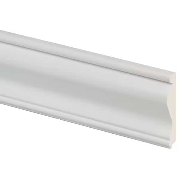 390 Series Chair Rail Moulding, 8 ft L, 258 in W, 58 in Thick, Smooth Profile, PVC, White