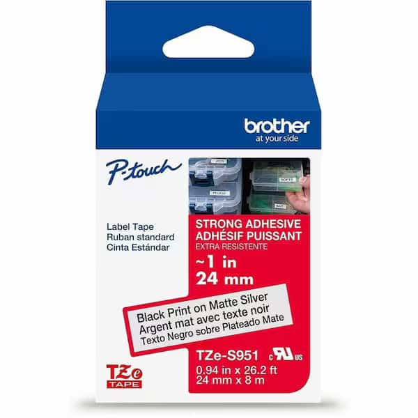 Adhesive TZ Tape (R) Cartridge 15/16"x26-1/5ft., Black/Silver