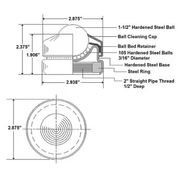 2" Pipe Mount Ball Transfer 1SP-B4551