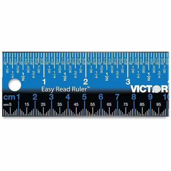 Ruler, Inch, Gloss, Stainless Steel, 12in., Victor Technology, Mfr#: EZ12SBL