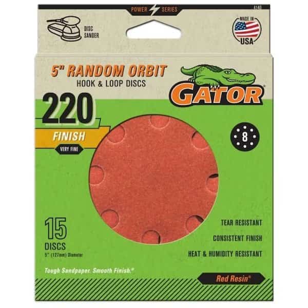 4140 Sanding Disc, 5 in Dia, 220 Grit, Extra Fine, Aluminum Oxide Abrasive, Vented