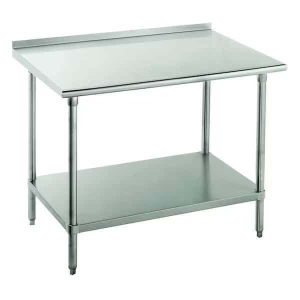 Work Table 132 in.W x 36 in.D 16 gauge 304 stainless steel top with 1-1/2 in.H rear up-turn