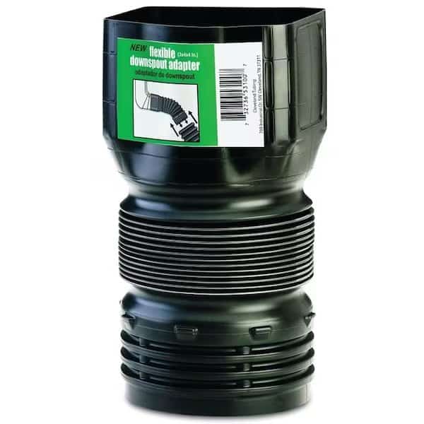 Downspout Adapter, PVC, Black