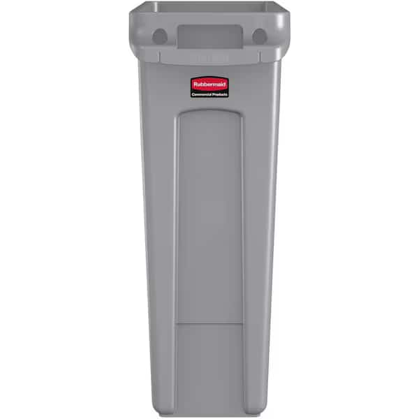 23 gal Rectangular Trash Can, Gray, 11 in Dia, Open Top, Plastic