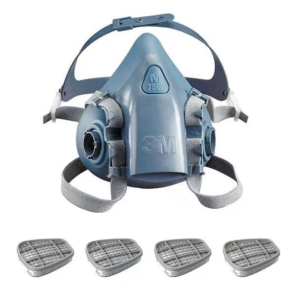 Half Mask Respirator Kit: 4 Cartridges Included, Acid Gas (AG), 7500 Series, Bayonet, Size L