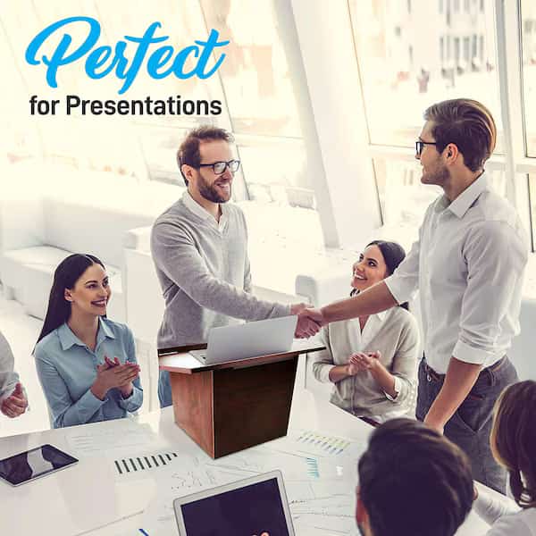 Pyle Foldable Desktop Lectern Podium Stand, Portable Tabletop, Speaker, Laptop Holder for Classroom Use