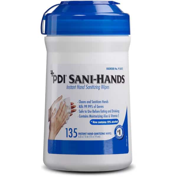 Sani-Hands ALC Disinfectant Hand Wipe, 6 x 7-1/2"., 135 Wipes