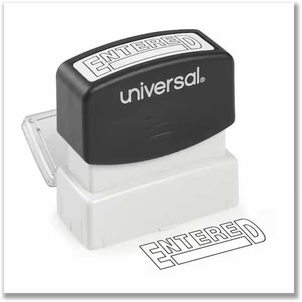 Universal Message Stamp, ENTERED, Pre-Inked/Re-Inkable, Blue
