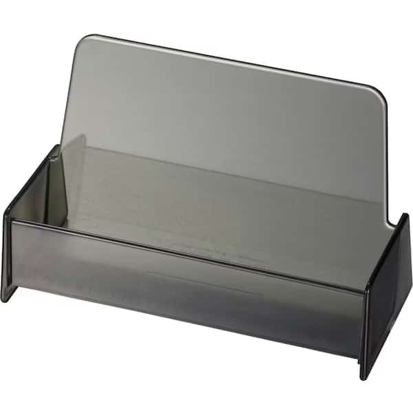 Officemate Broad Base Business Card Holder, Plastic, Smoke