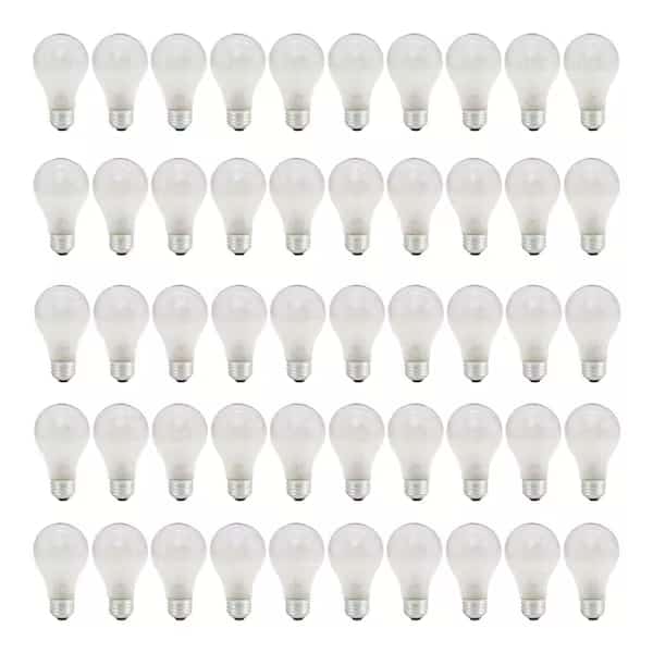 25w Dimmable Frost A19 Incandescent Light Bulbs Medium (E26) Base, 2700K Warm White Light, 25PK