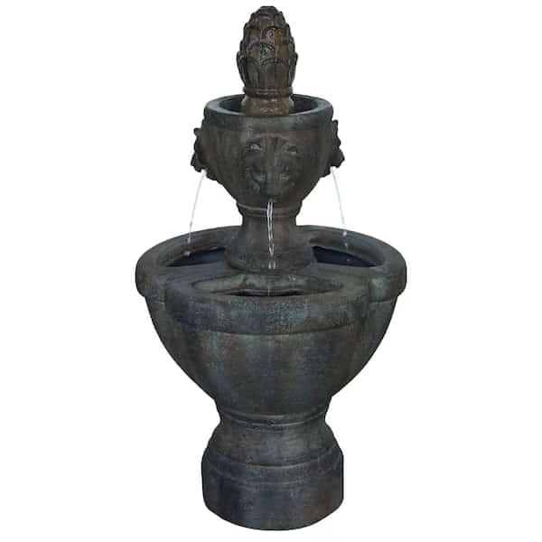 Outdoor Fountain with Lion Head Detail
