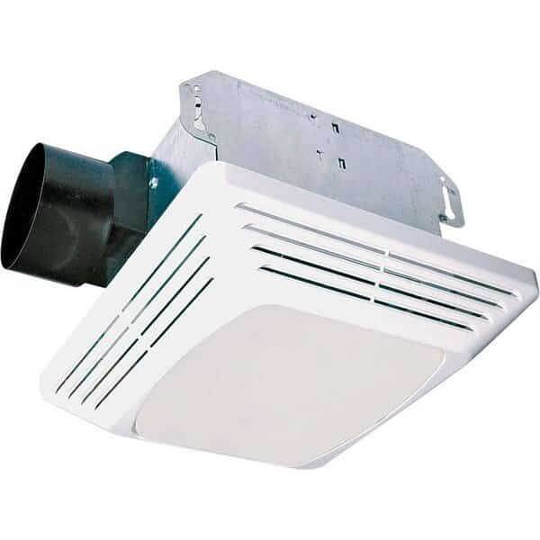 Exhaust Fan with Light, 120 V, 44 W, Fluorescent/A19 Incandescent Lamp, 4 in Duct, Square Grill