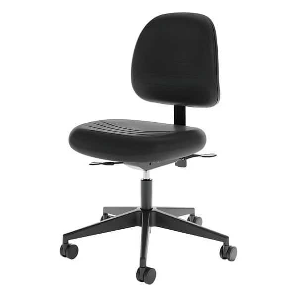Polyurethane Task Chair, 16" to 21-3/4", No Arms, Black