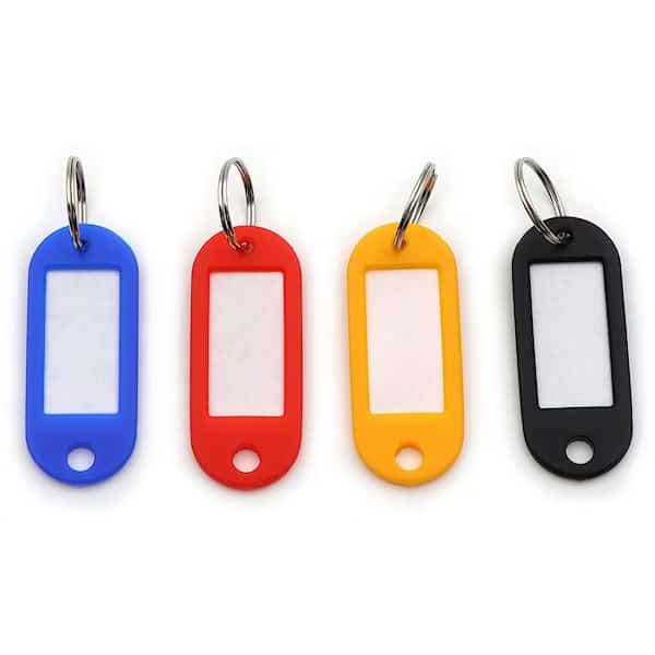 Split Ring Key Tags, Assorted, Plastic, Key Tag, 20 PK