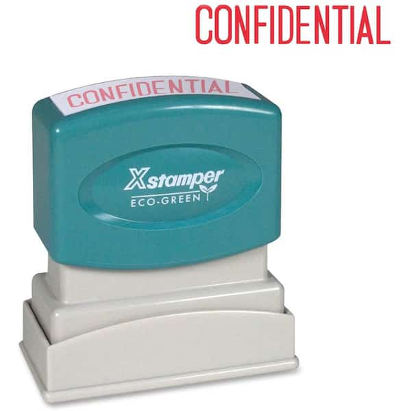 Xstamper Pre-Inked Message Stamp, CONFIDENTIAL, 1-5/8" x 1/2", Red