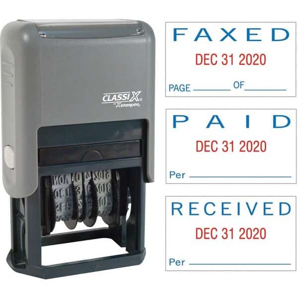 SelfInking PaidFaxedReceived Dater, Gray