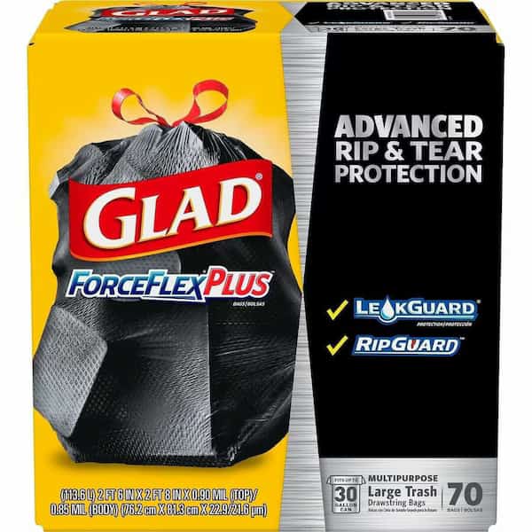 30 gal Trash Bags, 30 in x 32 in, Extra Heavy-Duty, 1.05 mil, Black