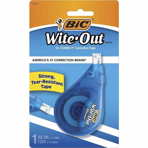 Bic  Wite-Out  EZ Correct Correction Tape, 1/6 in x 400 in, White