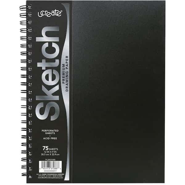Poly Cover Sketch Book, Heavyweight, 12in x 9in, 75 Sheets, PK3