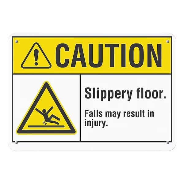 Reflective Slippery Floor Caution Sign, 7 in Height, 10 in Width, Aluminum, Vertical Rectangle, Lyle, Mfr#: LCU3-0017-RA_10x7