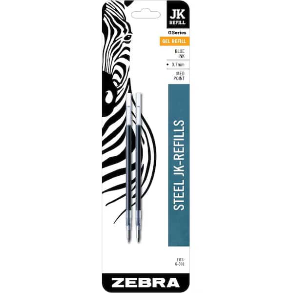 Zebra G-301 JK Gel Stainless Steel Pen Refill - 0.70 mm Point - Blue Ink - Acid-free - 2-/ Pack