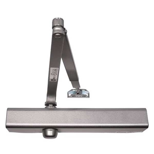 Commercial Door Closer, Delayed Action Extra Duty Hold Open Arm , Aluminum Finish