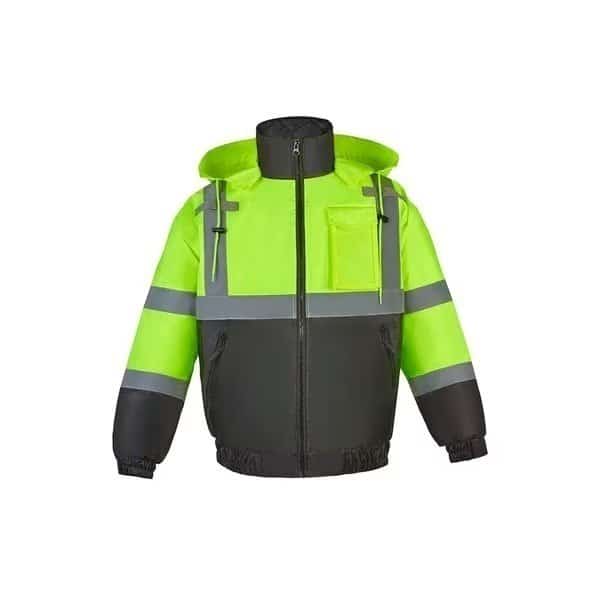 Hi-Vis Rain Jacket, 100% Polyester Oxford with PU Coating, 150 Denier, Class 3 Lime, S