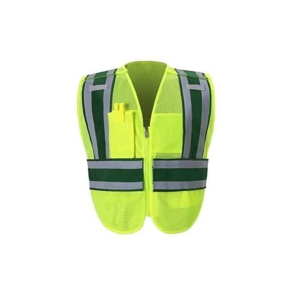 Hi-Vis Public Safety Vest Plus Class 2 U Back, , Hook & Loop 2 Pockets, 2 Mic Tab