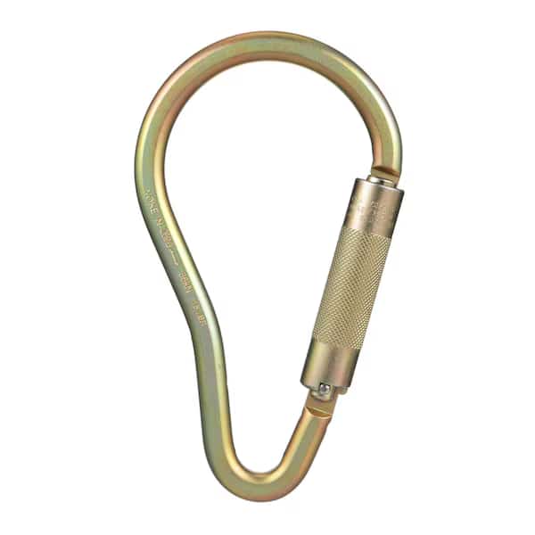 Carabiner, Auto-Lock, Pear, 9 1/2 in Length, 2-1/10" Gate Opening, Steel, Bare Aluminum