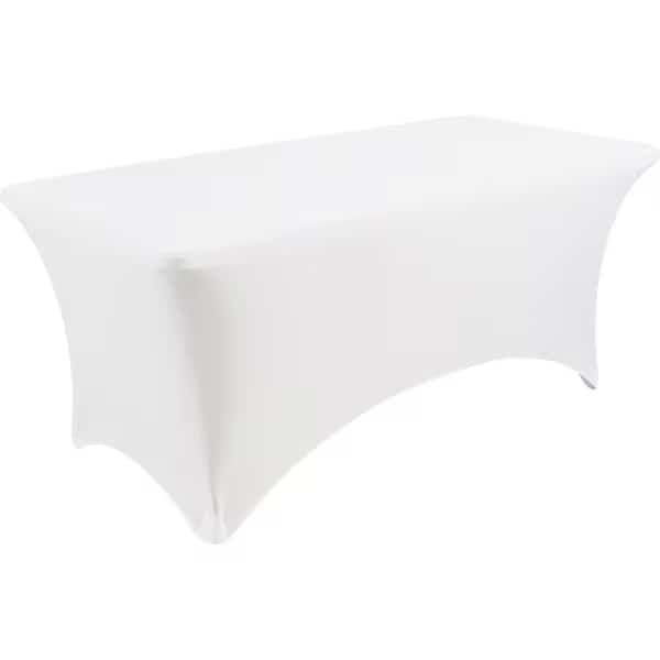 White Stretch Fabric Table Cover, 8 Ft.