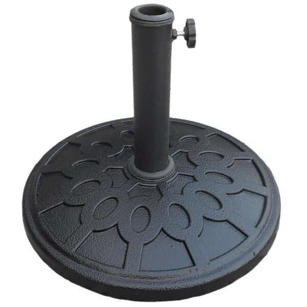 Seasonal Trends 69327 Umbrella Base, 17-1/2 in Dia, 17-1/2 in L, 13 in H, Resin/Steel/Plastic, Black, Seasonal Trends, Mfr#: 69327