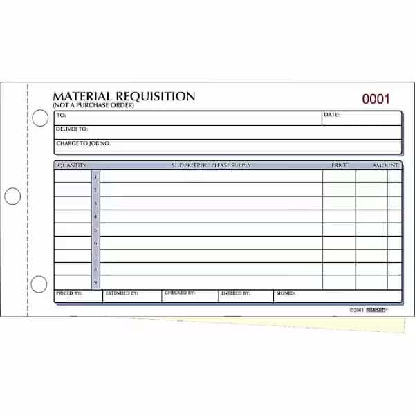 Rediform Material Requisition Book, 2-Part, Carbonless, 4-1/4" x 7-7/8", 50 Sets/Book