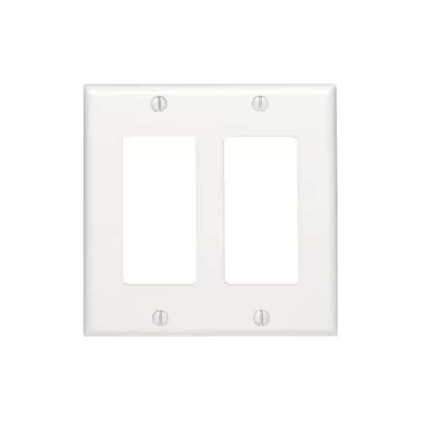 Dual Gang Decora Wall Plate 2 Hole - White