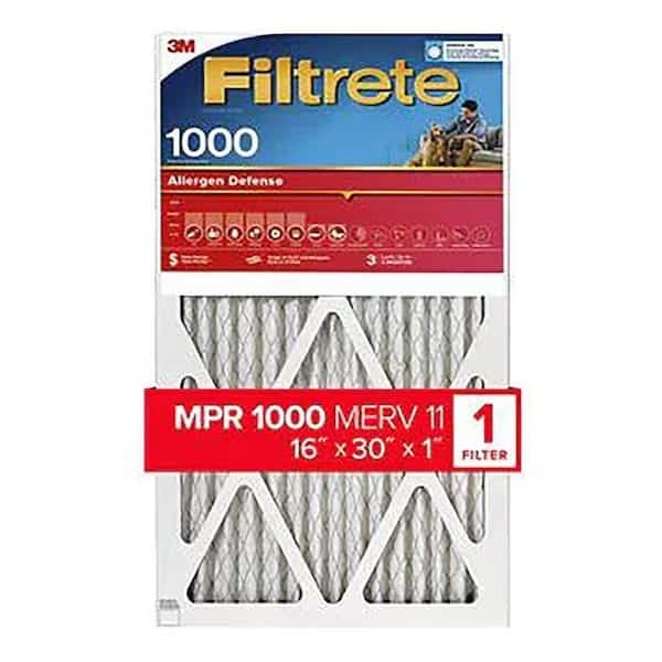 16x30x1 Pleated Air Filter, Polypropylene, MERV 11